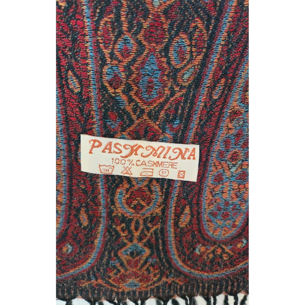 Pashmina 100% Cashmere Paisley Scarf Shawl Old Money Quiet Luxury Academia Fall - Picture 2 of 6